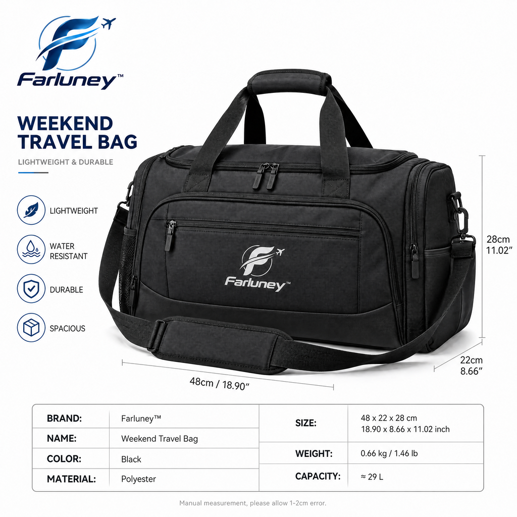 Farluney™ Weekend Escape Travel Bag – Spacious Carry-On Duffel Bag for Short Trips, Gym, Business Travel & Everyday Adventures