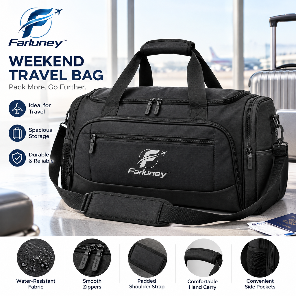 Farluney™ Weekend Escape Travel Bag – Spacious Carry-On Duffel Bag for Short Trips, Gym, Business Travel & Everyday Adventures