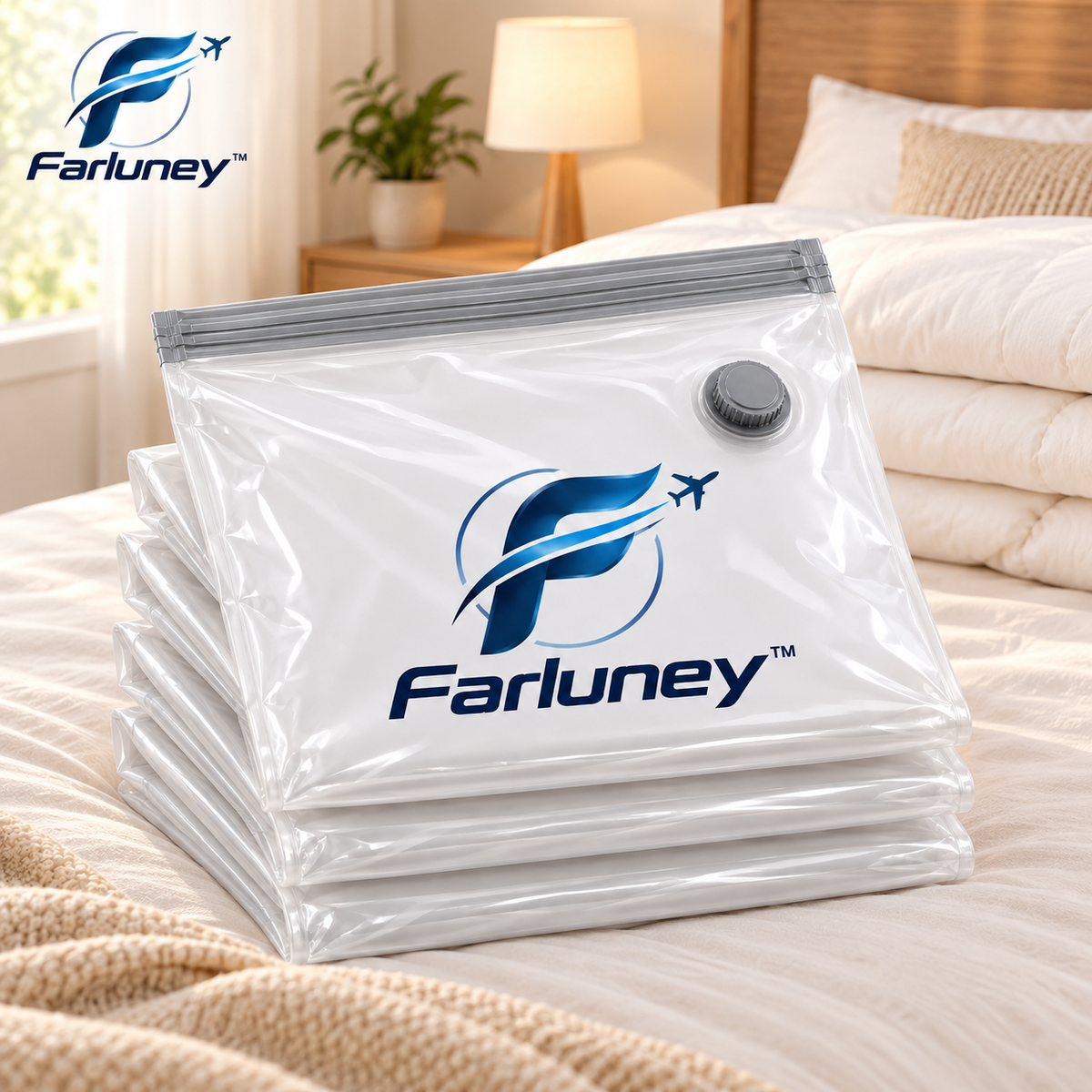 Farluney™ SpaceSaver Compression Bags – Vacuum Storage Bags for Travel Packing, Clothing Organization & Space-Saving Storage