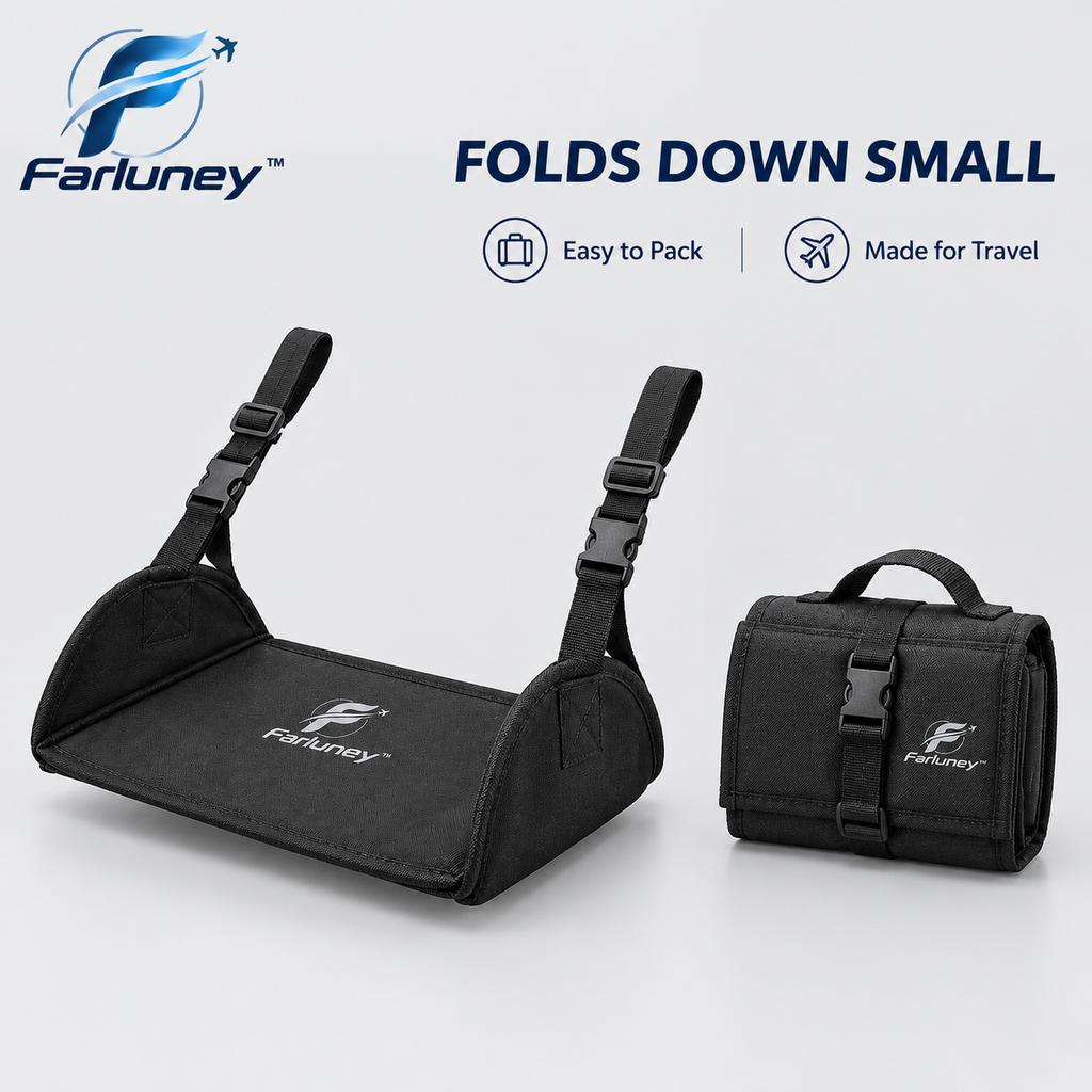 Farluney™ FlexStep Portable Foot Rest – Adjustable Travel Foot Stool for Flights, Office, Home & Everyday Comfort