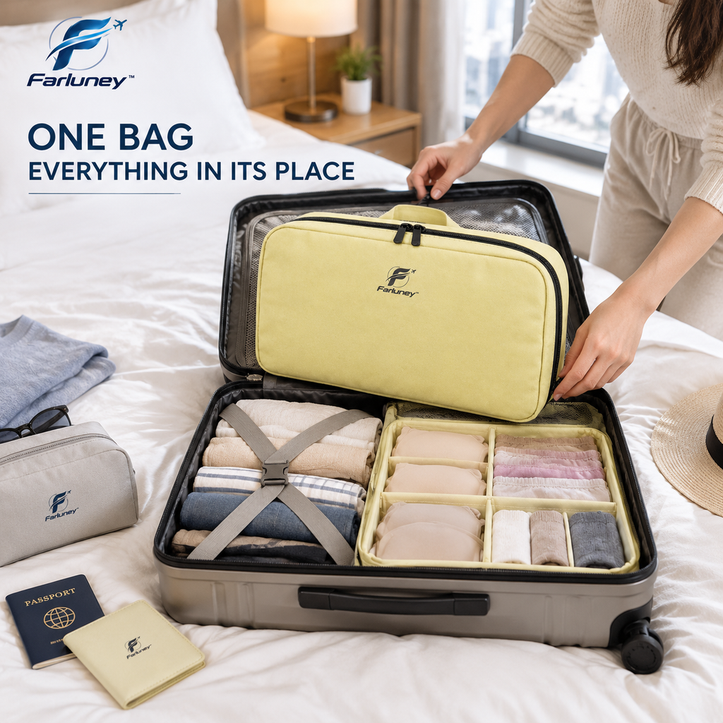 Farluney™ Intimate Organizer Bag – Multi-Compartment Underwear Storage Bag for Closet Organization, Travel & Everyday Essentials
