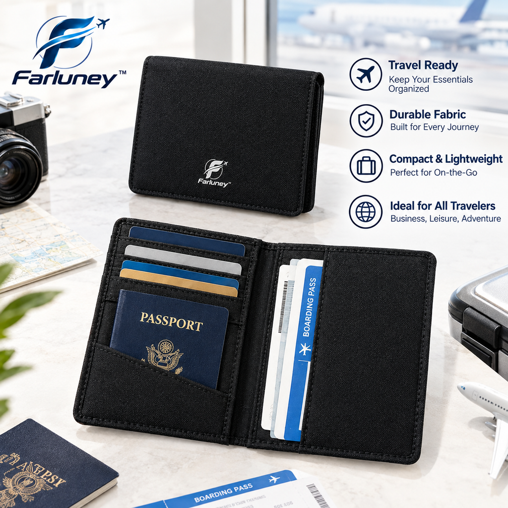 Farluney™ TravelGuard Passport Holder – Slim Passport Organizer Wallet for Travel Documents, Cards & Everyday Essentials