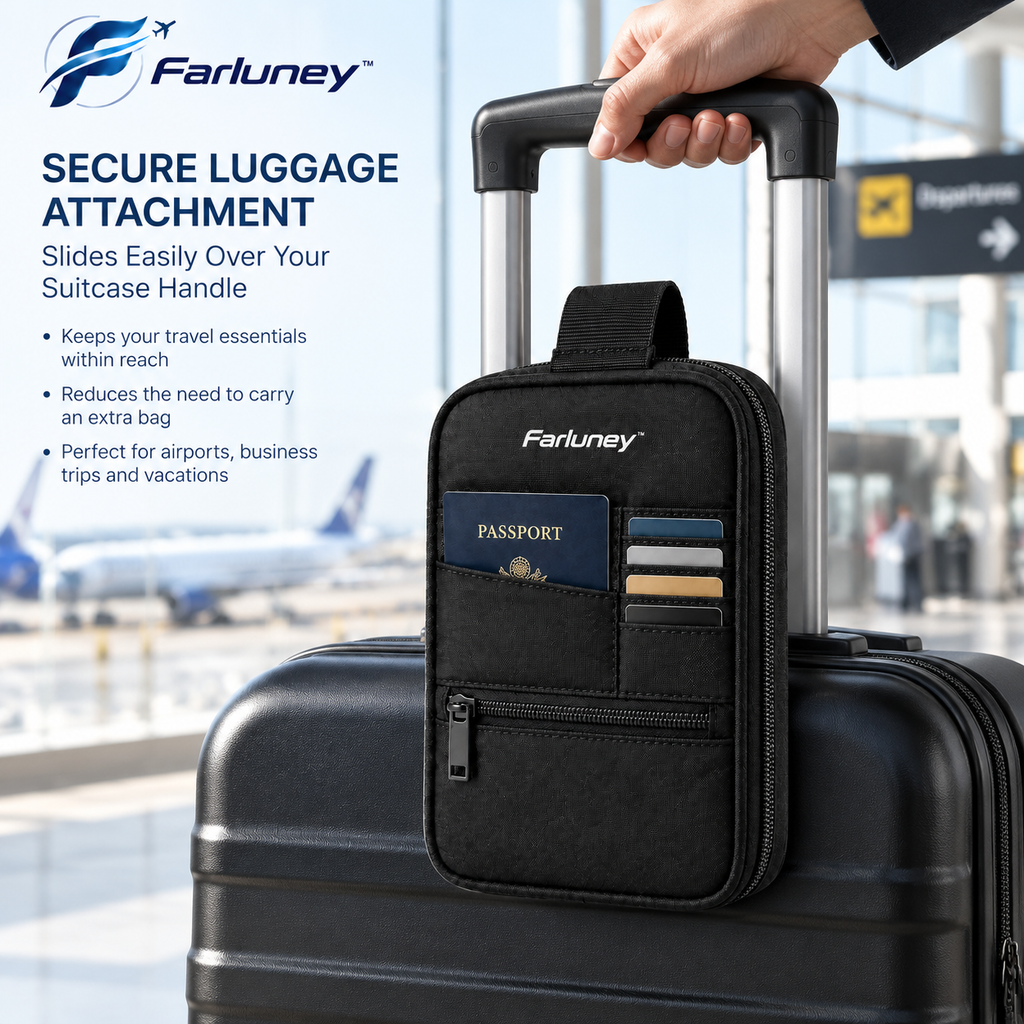 Farluney™ LuggageMate Hanging Organizer – Travel Suitcase Attachment Bag for Extra Storage, Airport Convenience & Everyday Carry