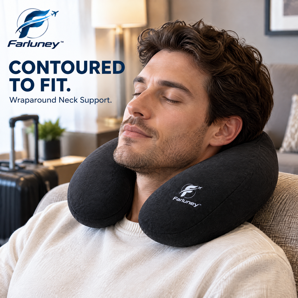 Farluney™ CloudRest Travel Pillow – Ergonomic U-Shaped Neck Pillow for Flights, Road Trips, Office Rest & Everyday Comfort