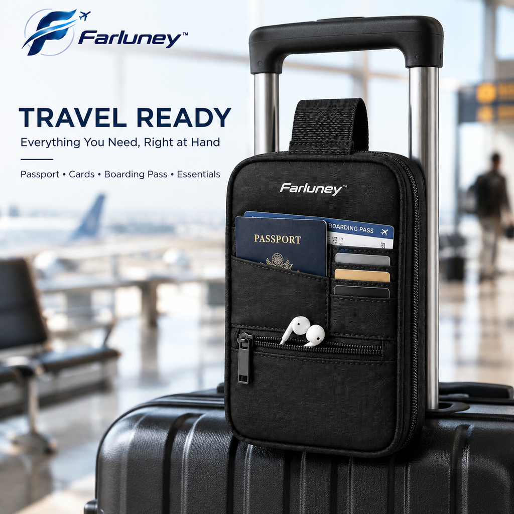 Farluney™ LuggageMate Hanging Organizer – Travel Suitcase Attachment Bag for Extra Storage, Airport Convenience & Everyday Carry
