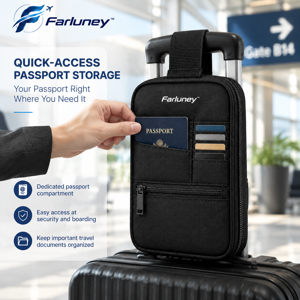 Farluney™ LuggageMate Hanging Organizer – Travel Suitcase Attachment Bag for Extra Storage, Airport Convenience & Everyday Carry