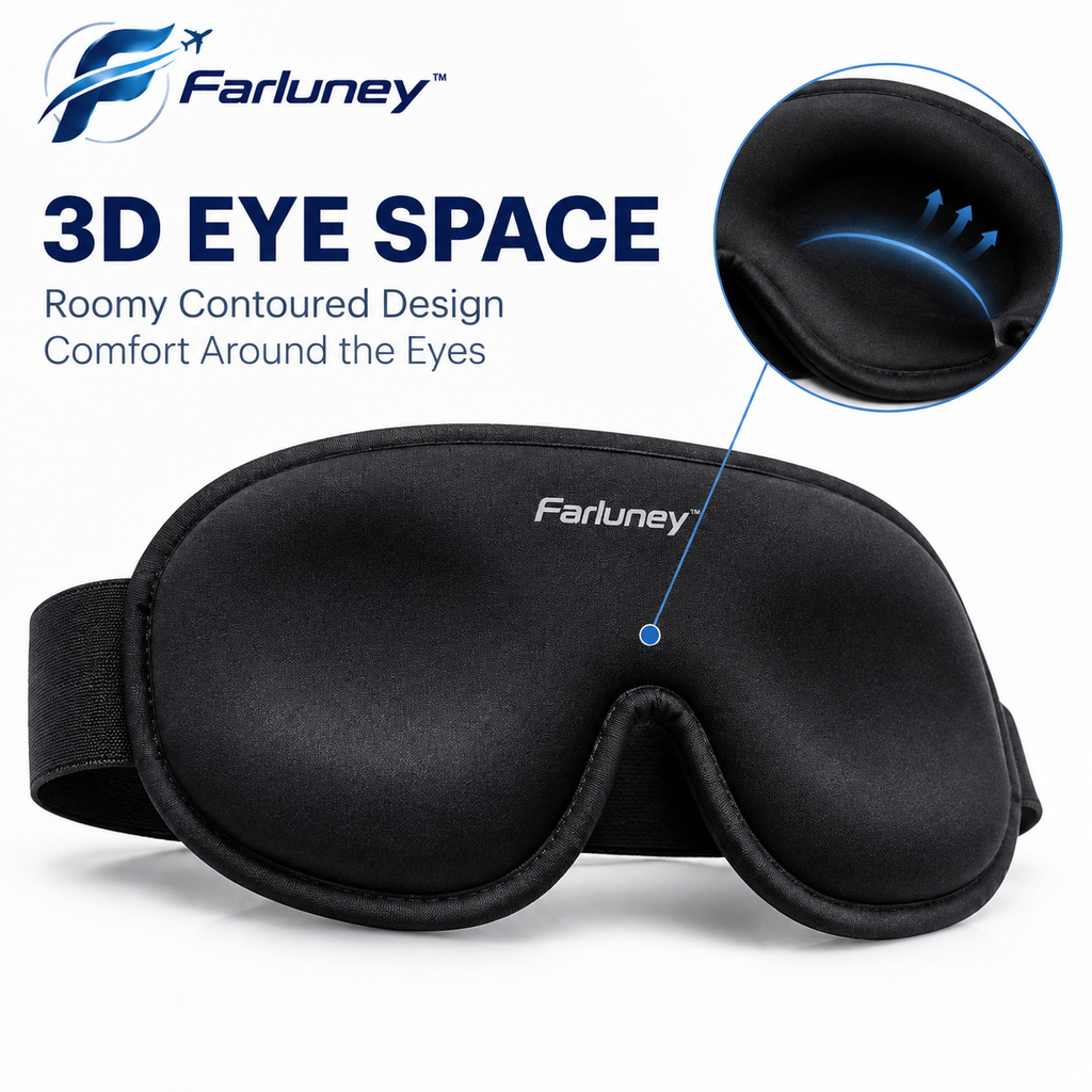 Farluney™ DreamShield Sleep Mask – Premium Light Blocking Eye Mask for Travel, Sleep, Meditation & Everyday Rest