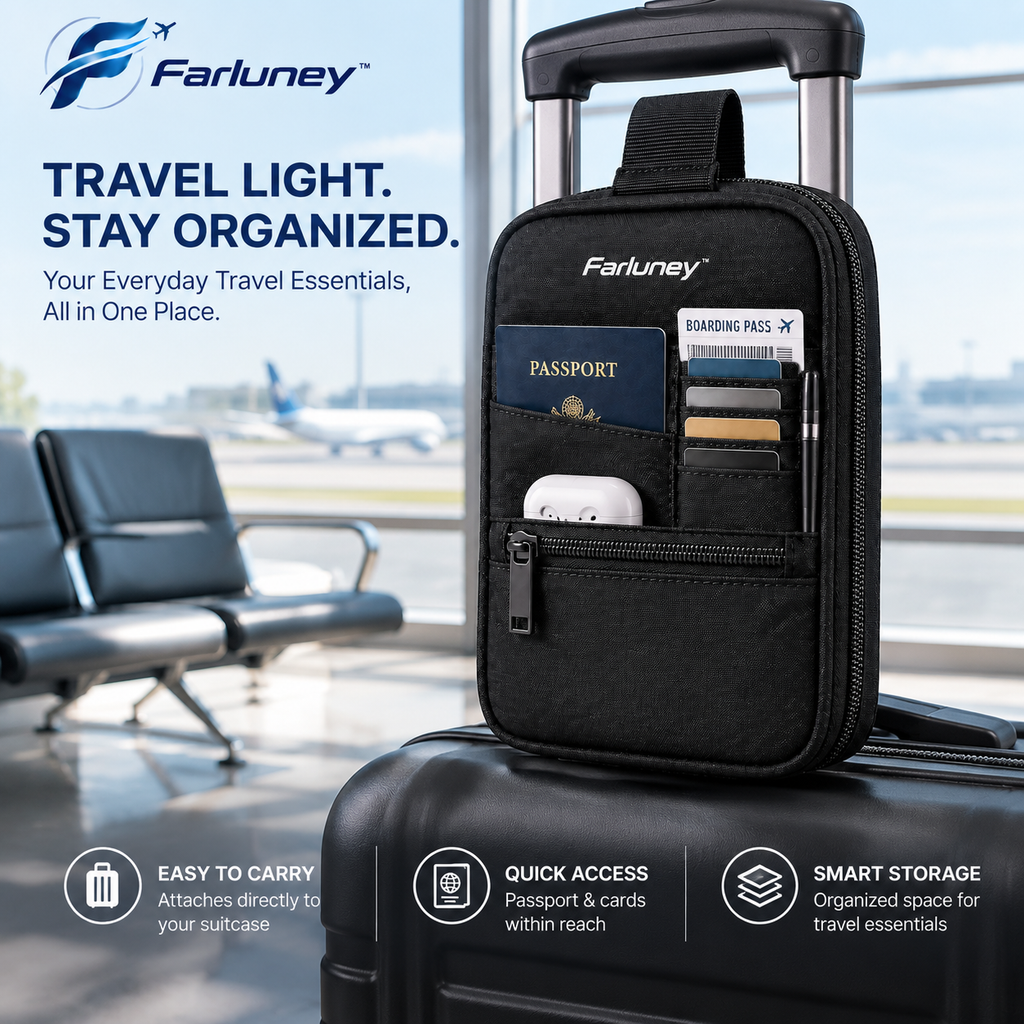 Farluney™ LuggageMate Hanging Organizer – Travel Suitcase Attachment Bag for Extra Storage, Airport Convenience & Everyday Carry