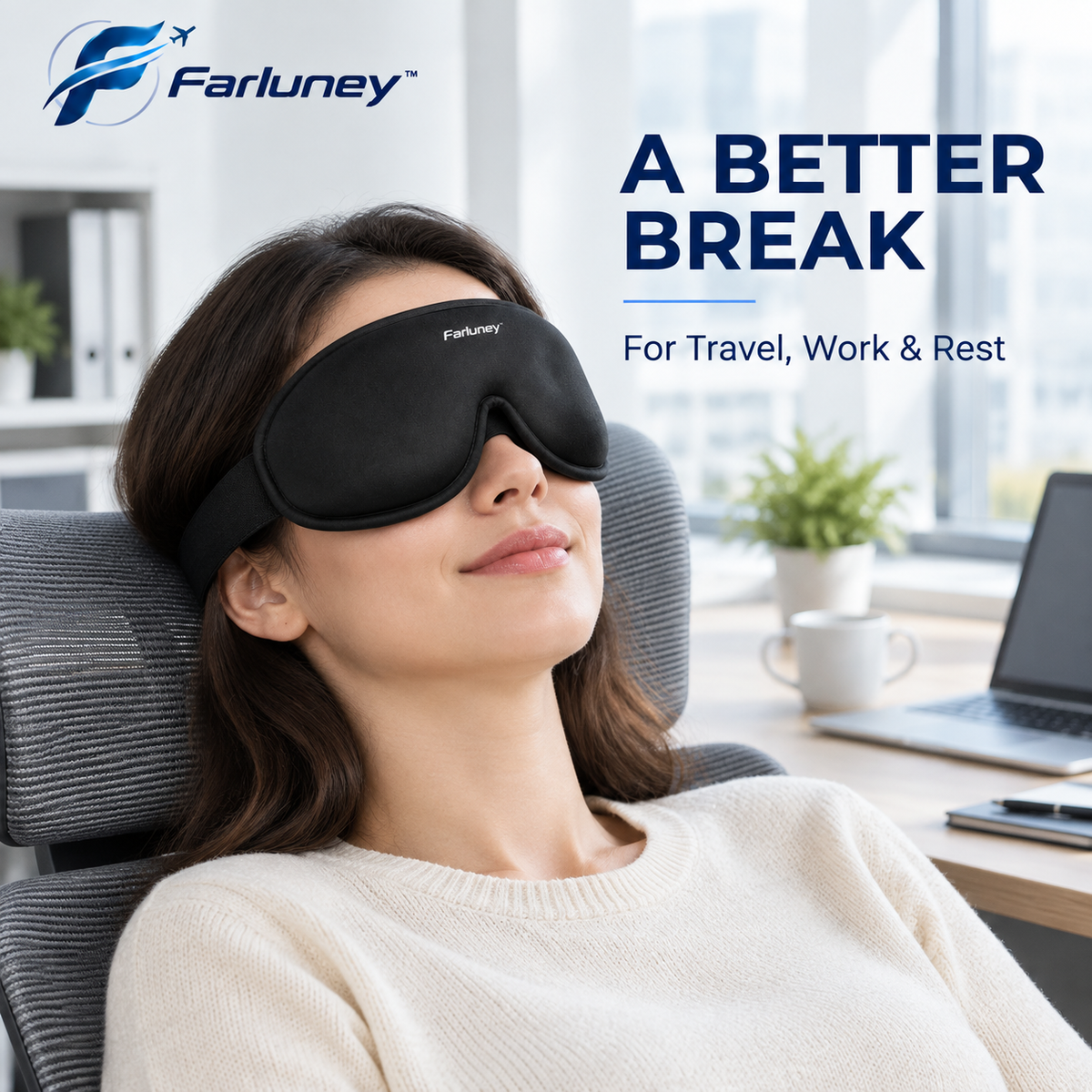 Farluney™ DreamShield Sleep Mask – Premium Light Blocking Eye Mask for Travel, Sleep, Meditation & Everyday Rest