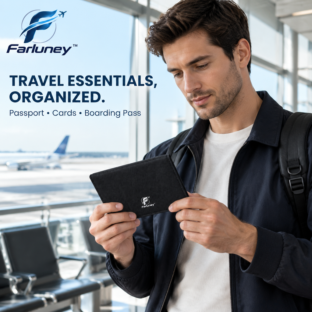 Farluney™ TravelGuard Passport Holder – Slim Passport Organizer Wallet for Travel Documents, Cards & Everyday Essentials