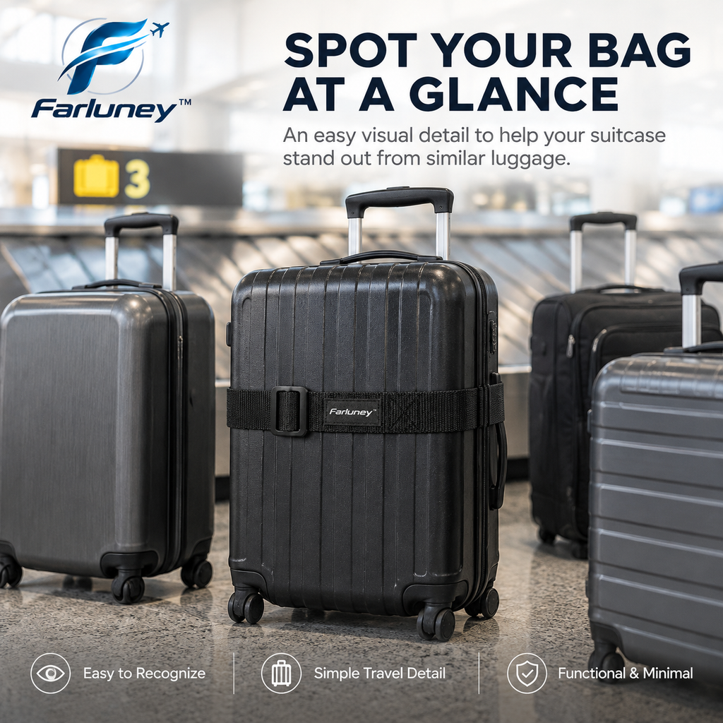 Farluney™ SecureHold Luggage Strap – Adjustable Travel Suitcase Belt for Baggage Security, Identification & Easy Handling
